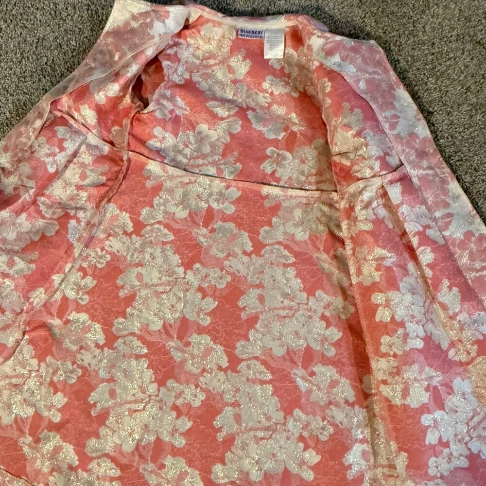 Blueberi Boulevard Pink and White Floral Coat Girls 12 - Picture 5 of 5